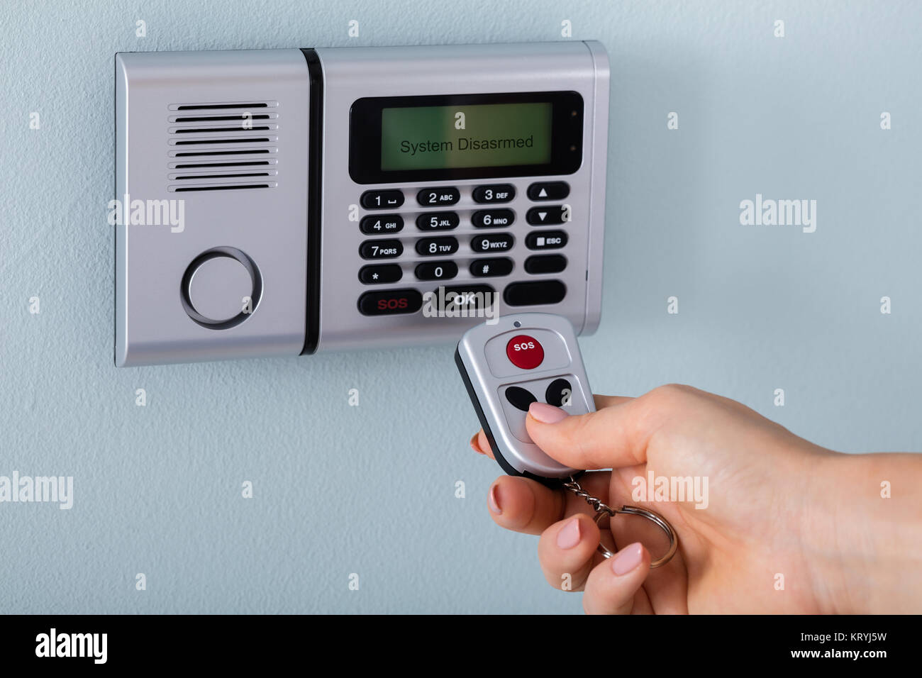 Person Using Remote Control For Security System Stock Photo - Alamy