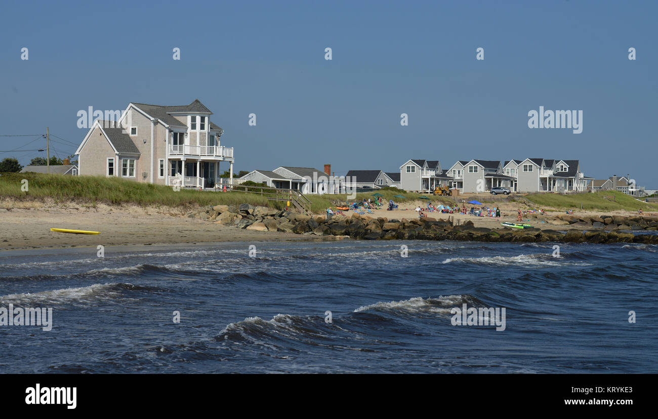 Beach houses, Dennis Port, cape Cod, Massachusetts, the USA / beach houses, Strandhaeuser, Cape Cod, USA / Strandhäuser Stock Photo