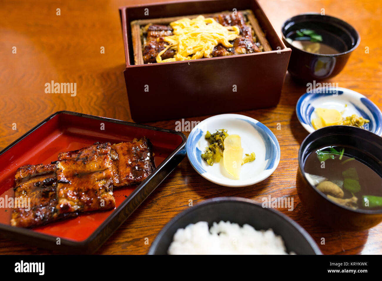 Roasted eel rice bowl in Japanese restaurant Stock Photo Alamy