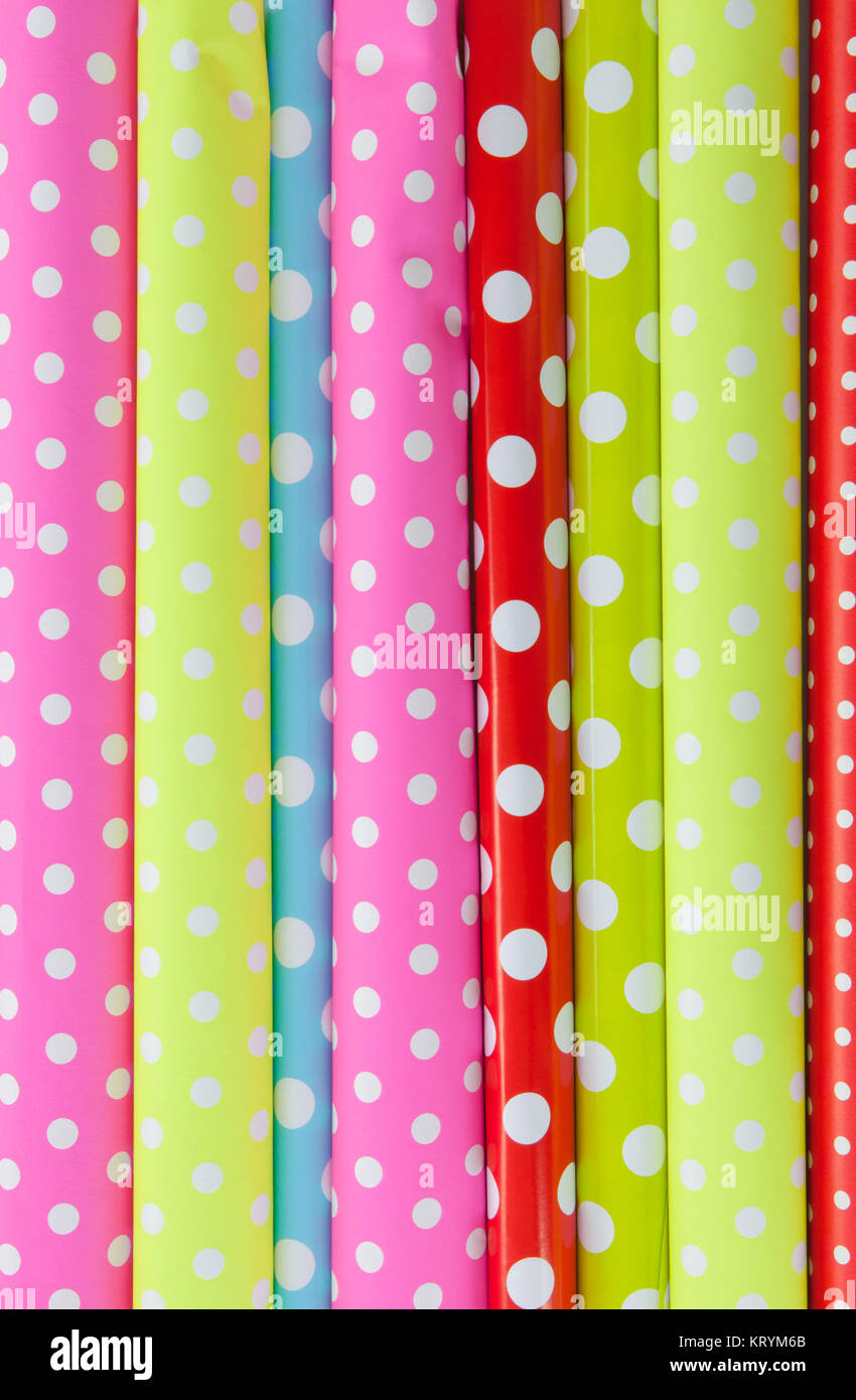 colorful rolls of gift paper Stock Photo