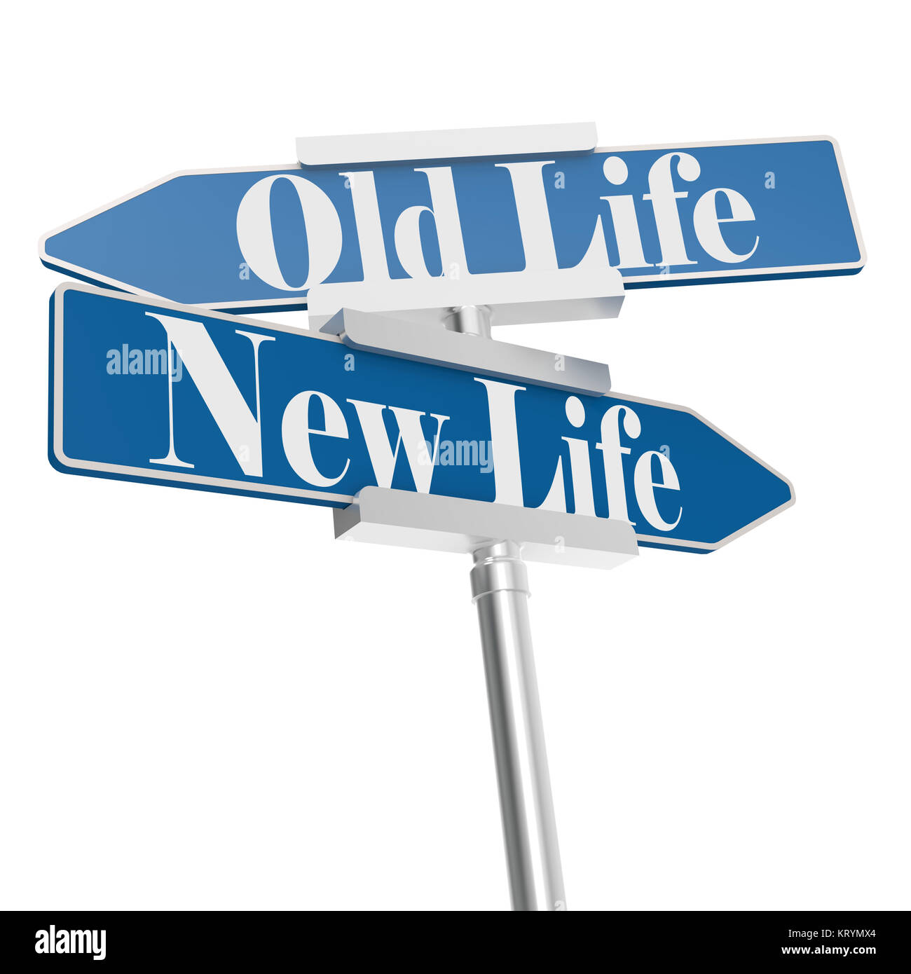 Change directions with old life and new life signs Stock Photo Alamy