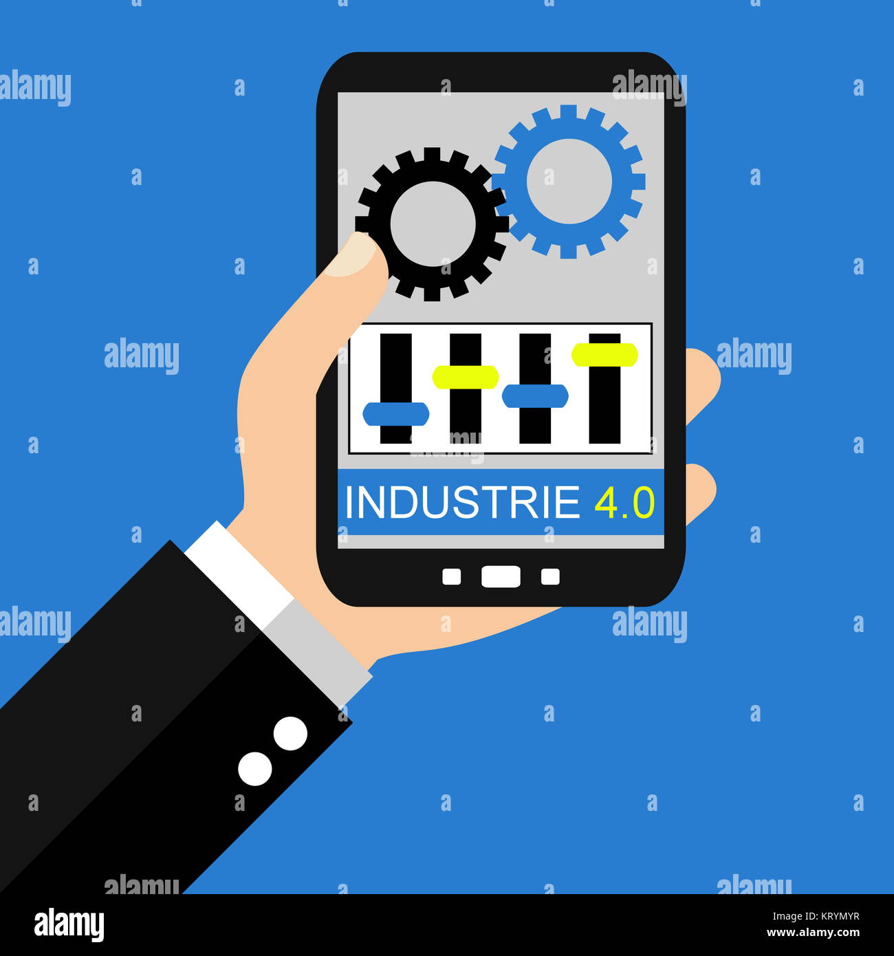 industry 4.0 with a smartphone Stock Photo