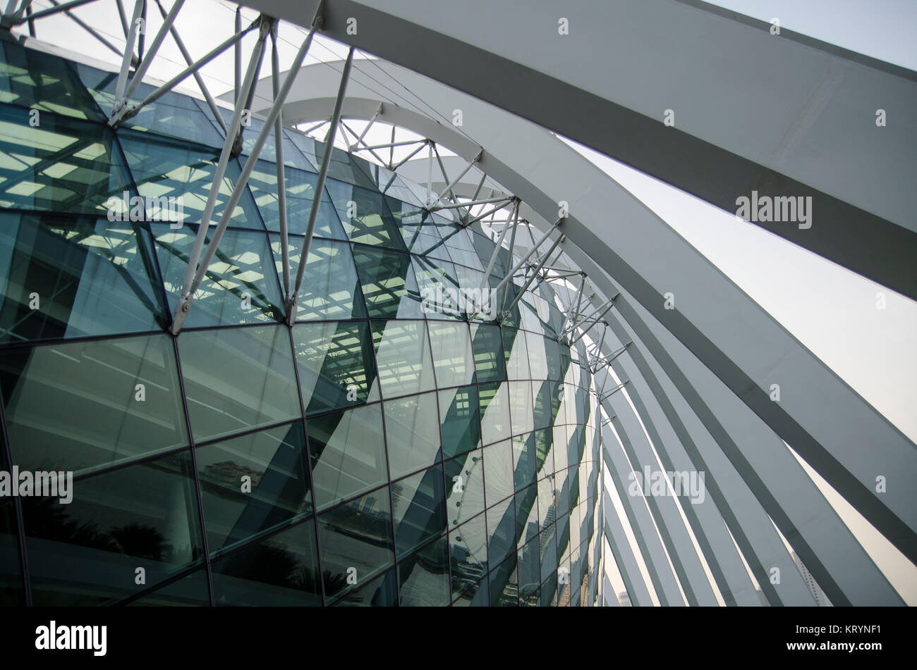 Glass ceiling footbridge with metal structures Stock Photo Alamy