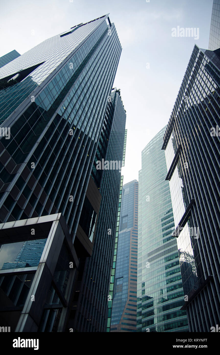 Steel blue glass high rise building skyscrapers, industrial ...