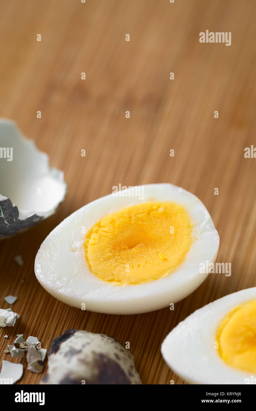 Hard Boiled Quail Egg Halves Stock Photo Alamy