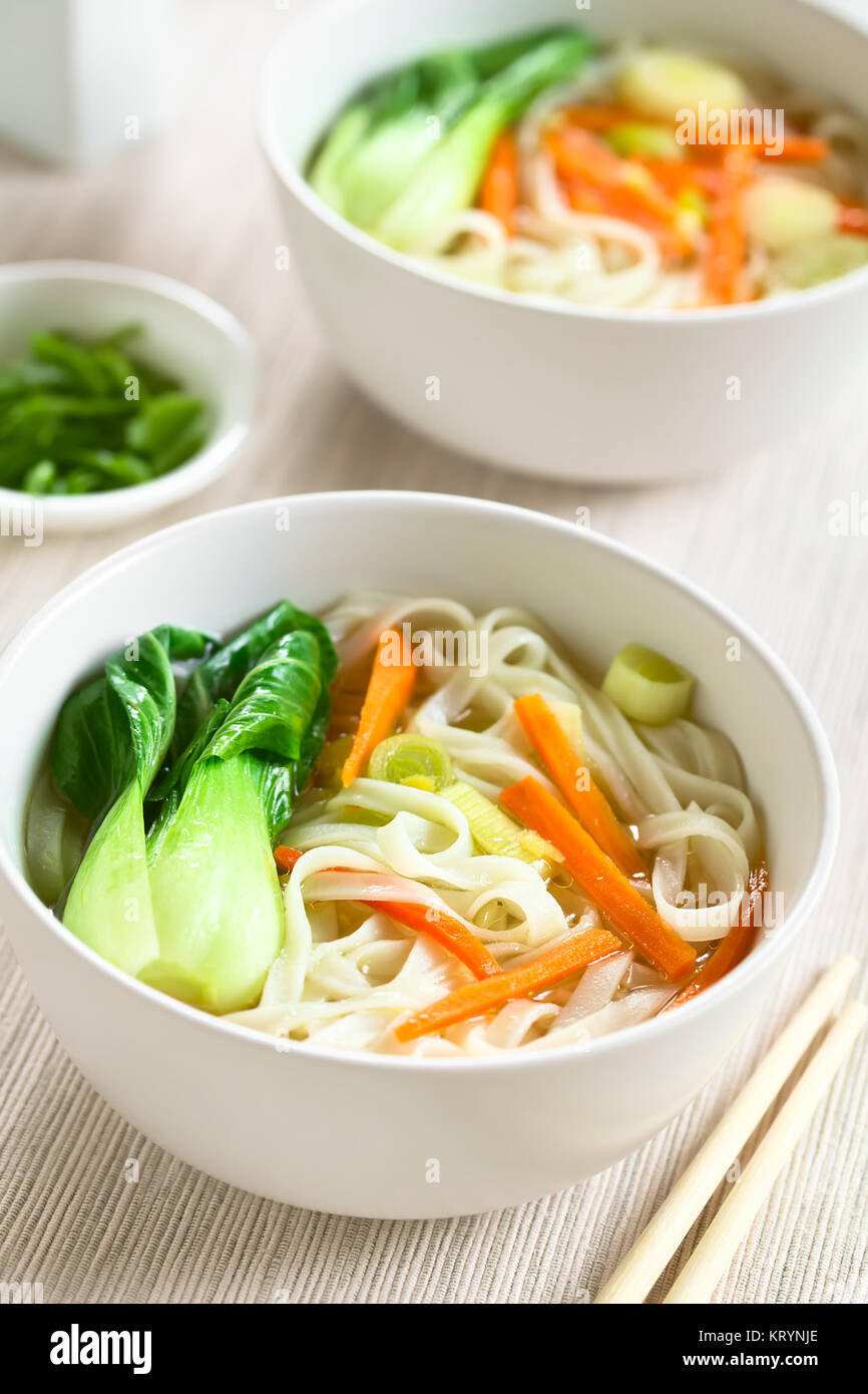 Asian Rice Noodle Soup with Vegetables Stock Photo Alamy