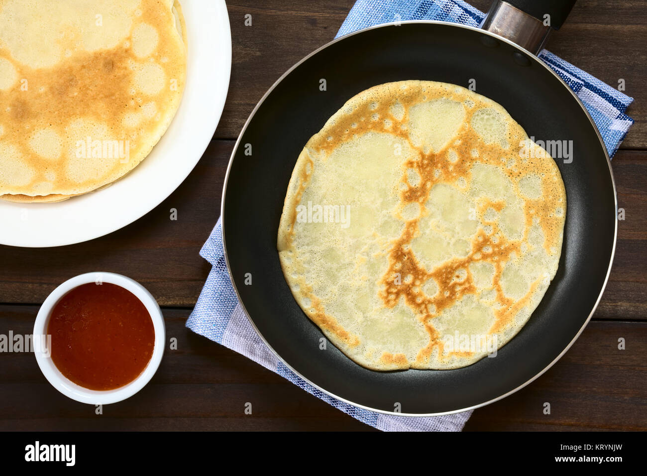 Crepe in Frying Pan Stock Photo Alamy