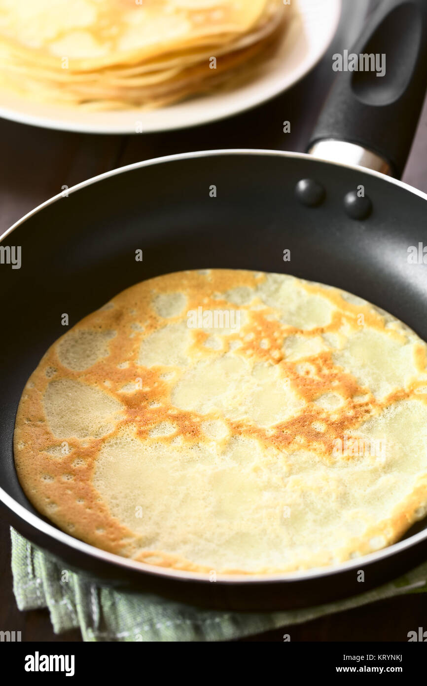 Crepe in Frying Pan Stock Photo Alamy