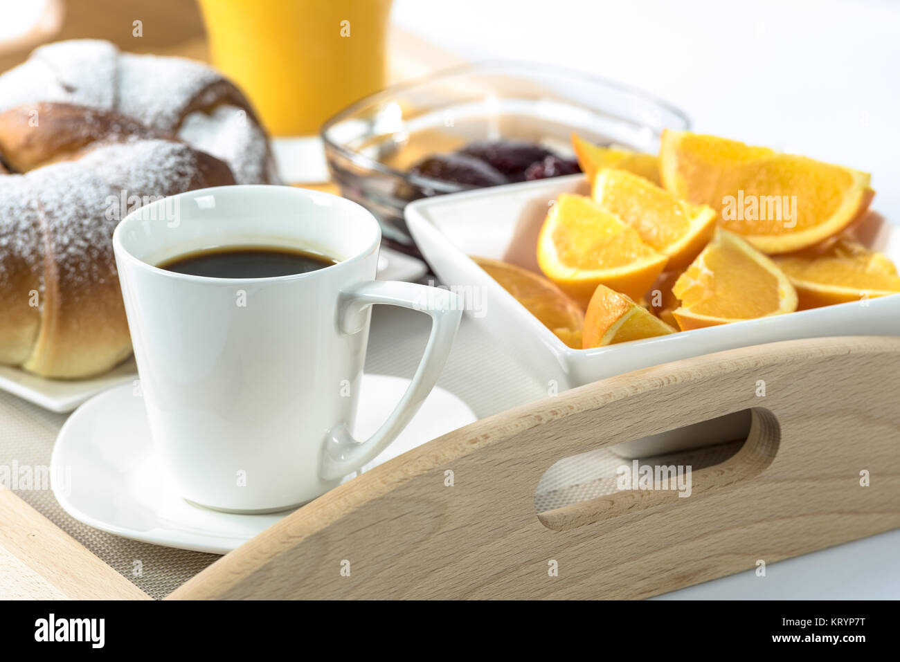 Hotel breakfast tray Stock Photo Alamy