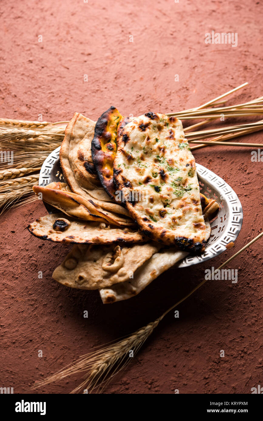 Assorted Indian Bread Basket includes chapati, tandoori roti or naan ...