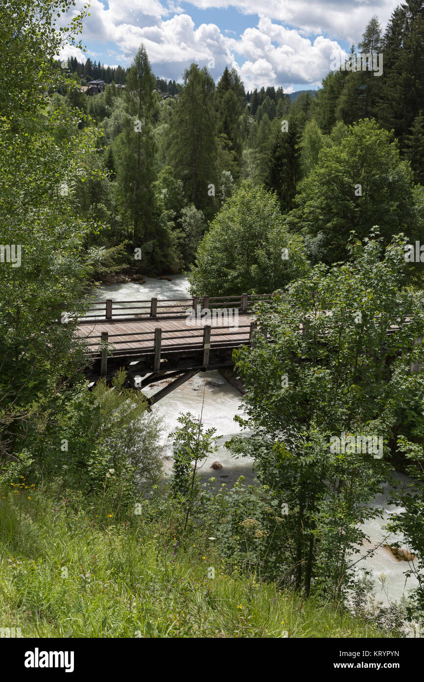 Wooden Bridge on the River among Vegetation Stock Photo - Alamy