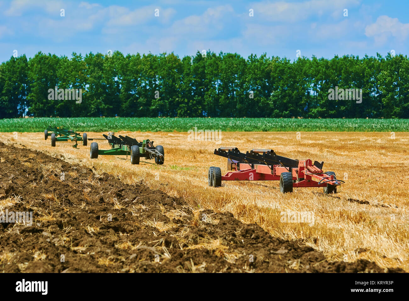 Agricultural Equipment on Field Stock Photo Alamy