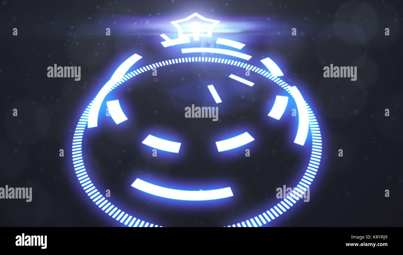 Futuristic screensaver with code hologram. HUD Heads Up Display Scanner