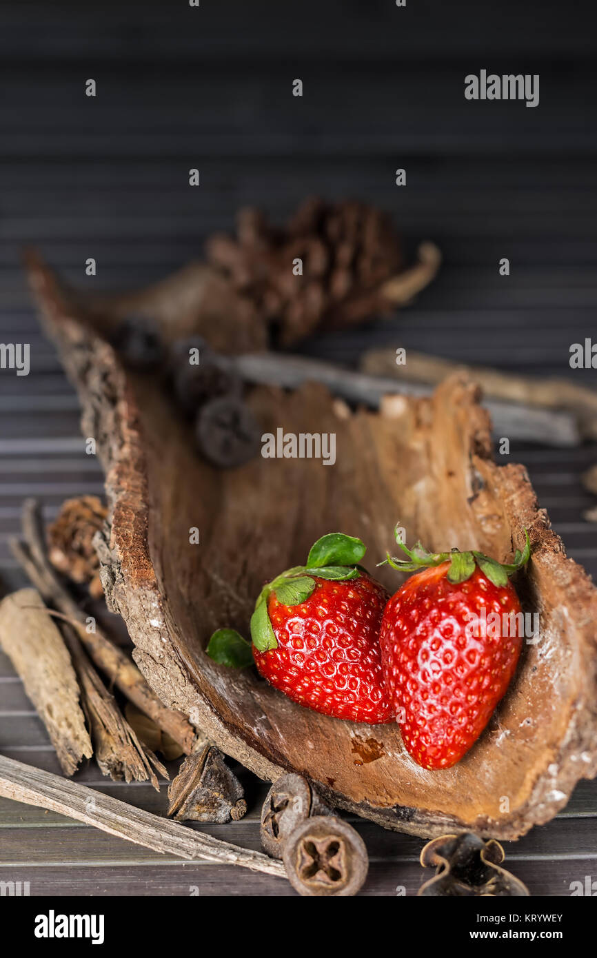 Natural background with big red ripe wild strawberries hi-res stock ...