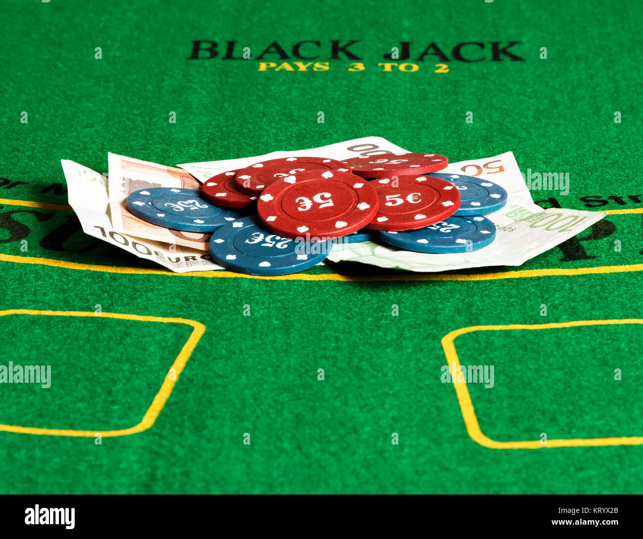 Poker chips and bills Stock Photo Alamy