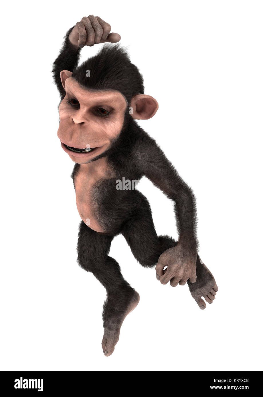 3D Rendering Little Chimpanzee on White Stock Photo