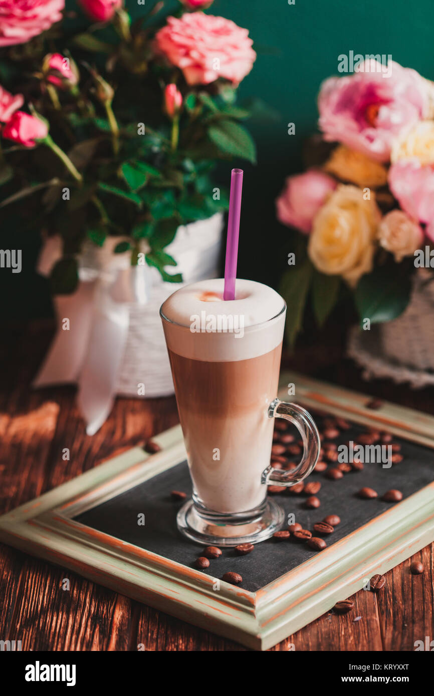 Latte on the tray Stock Photo - Alamy