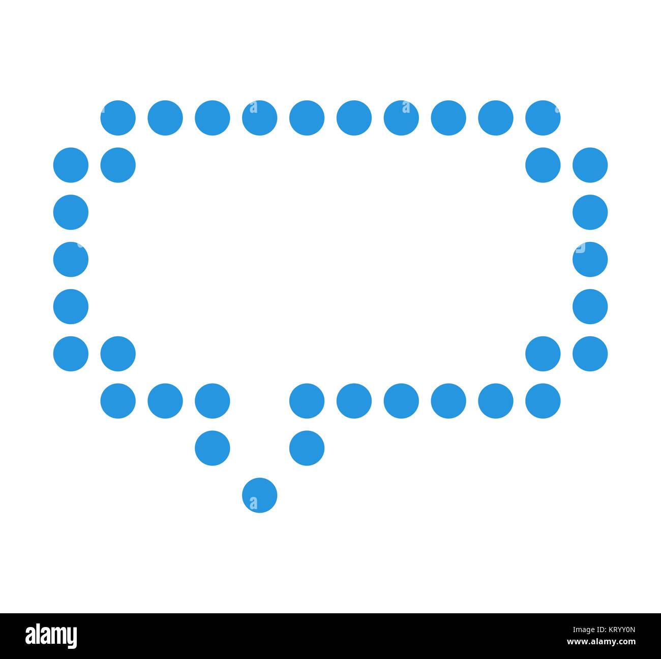 Isoliertes gepunktetes minimalistisches Sprechblasen Symbol aus blauen Punkten Stock Photo