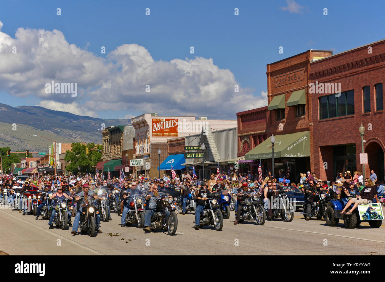 Cody, Wyoming, USA - July 4th, 2009 - Motorcycle club participating in the Independence Day Parade Stock Photo