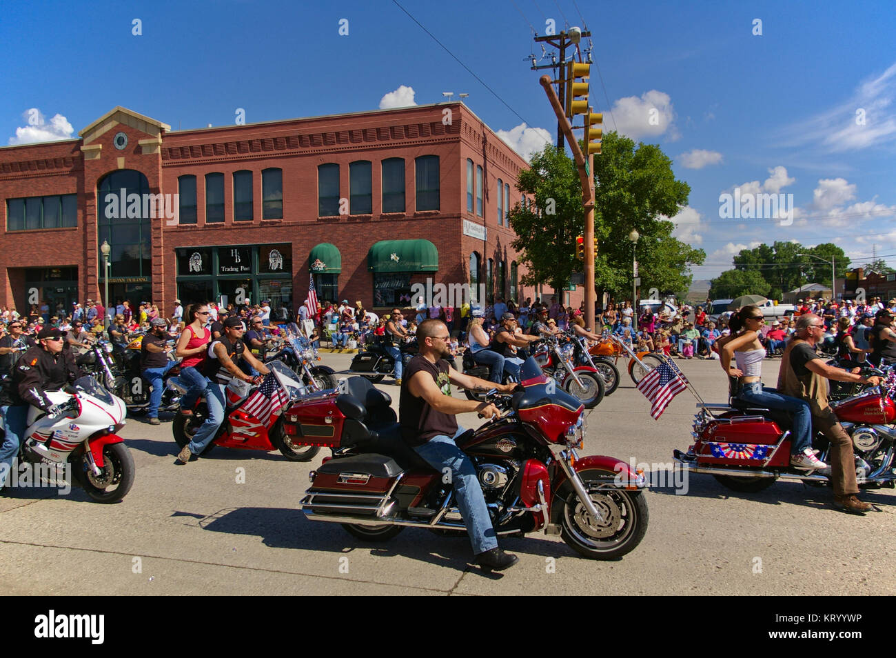 Cody, Wyoming, USA - July 4th, 2009 - Motorcycle club participating in the Independence Day Parade Stock Photo