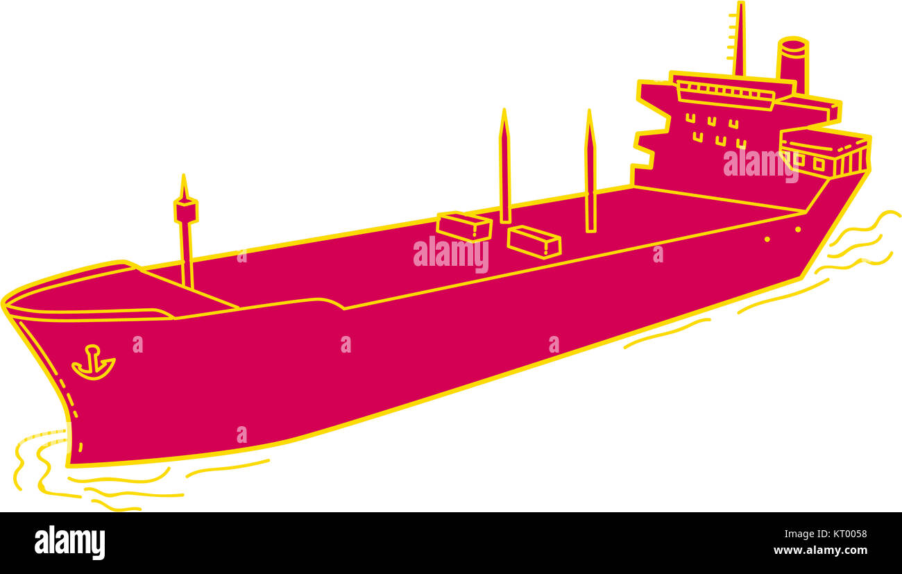 Container Ship Cargo Boat Mono Line Stock Photo
