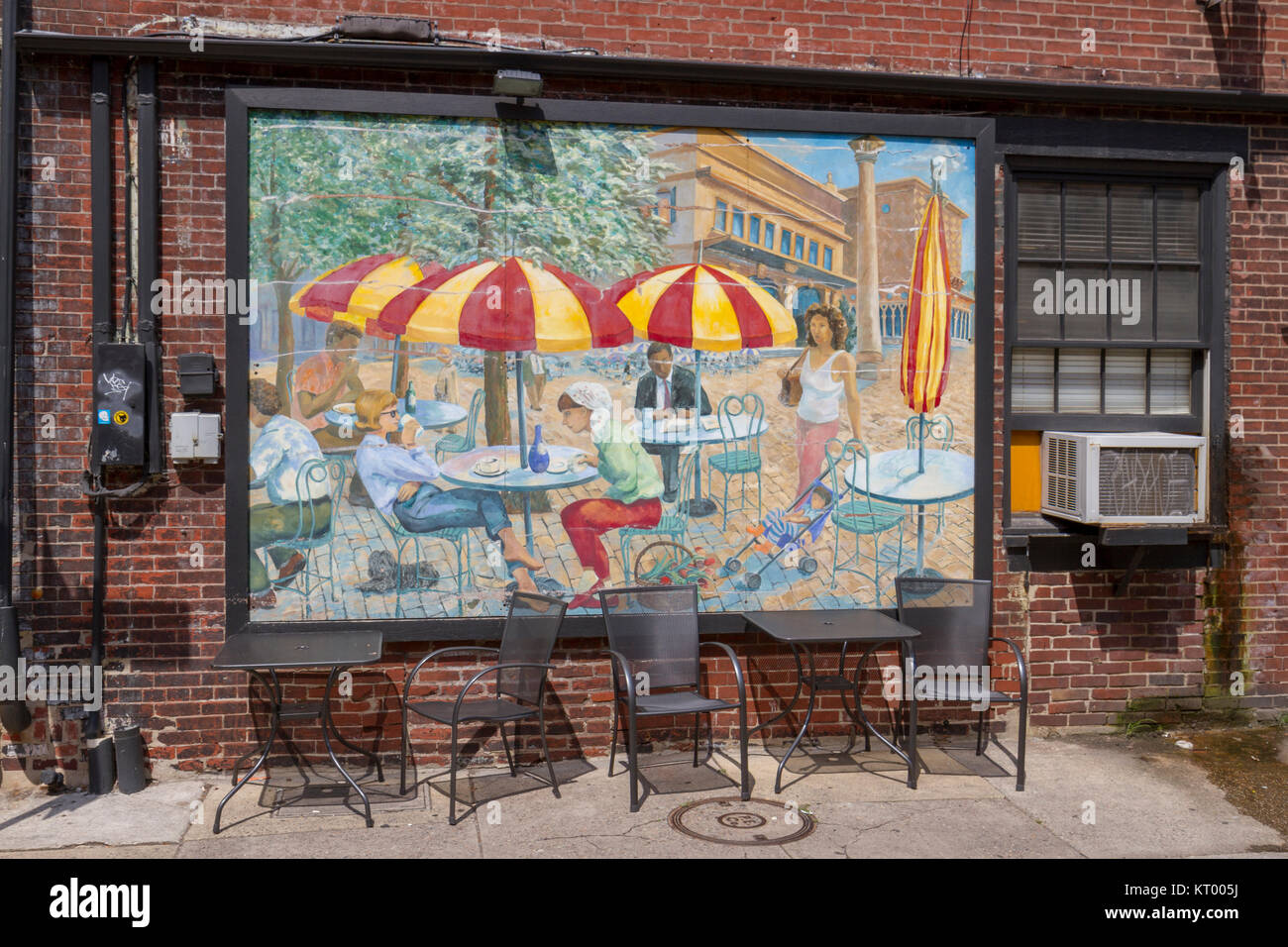 The beautiful external features of the Cafe Ole restaurant, 147 N 3rd St, Philadelphia, Pennsylvania, United States. Stock Photo