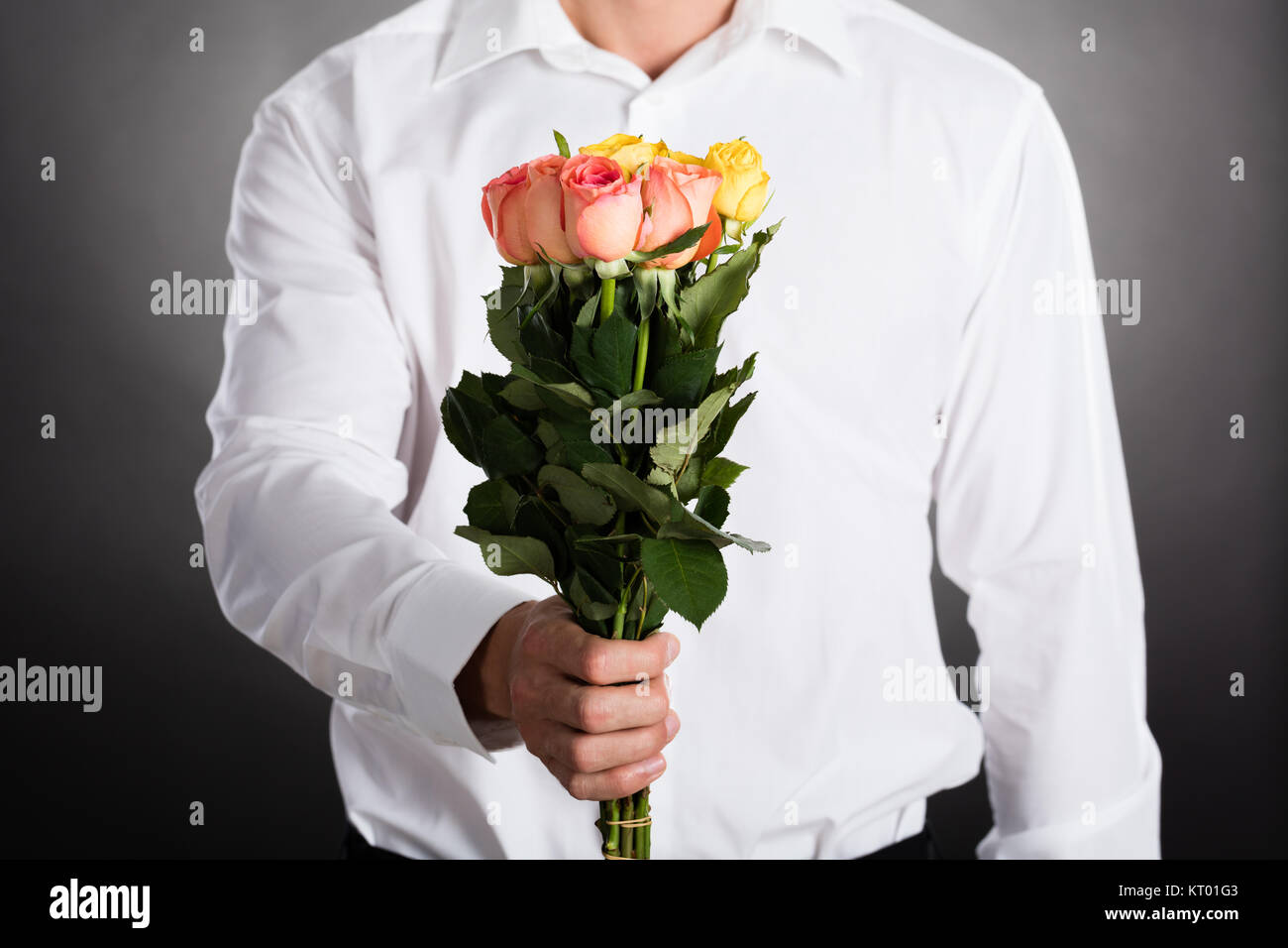 Man Giving Roses Stock Photo Alamy