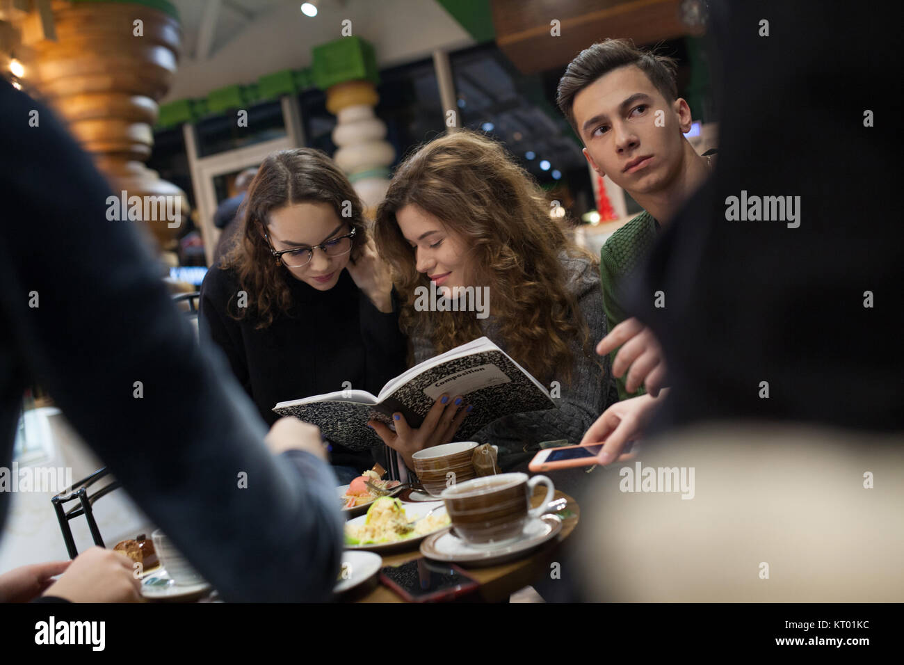 homework in a cafe