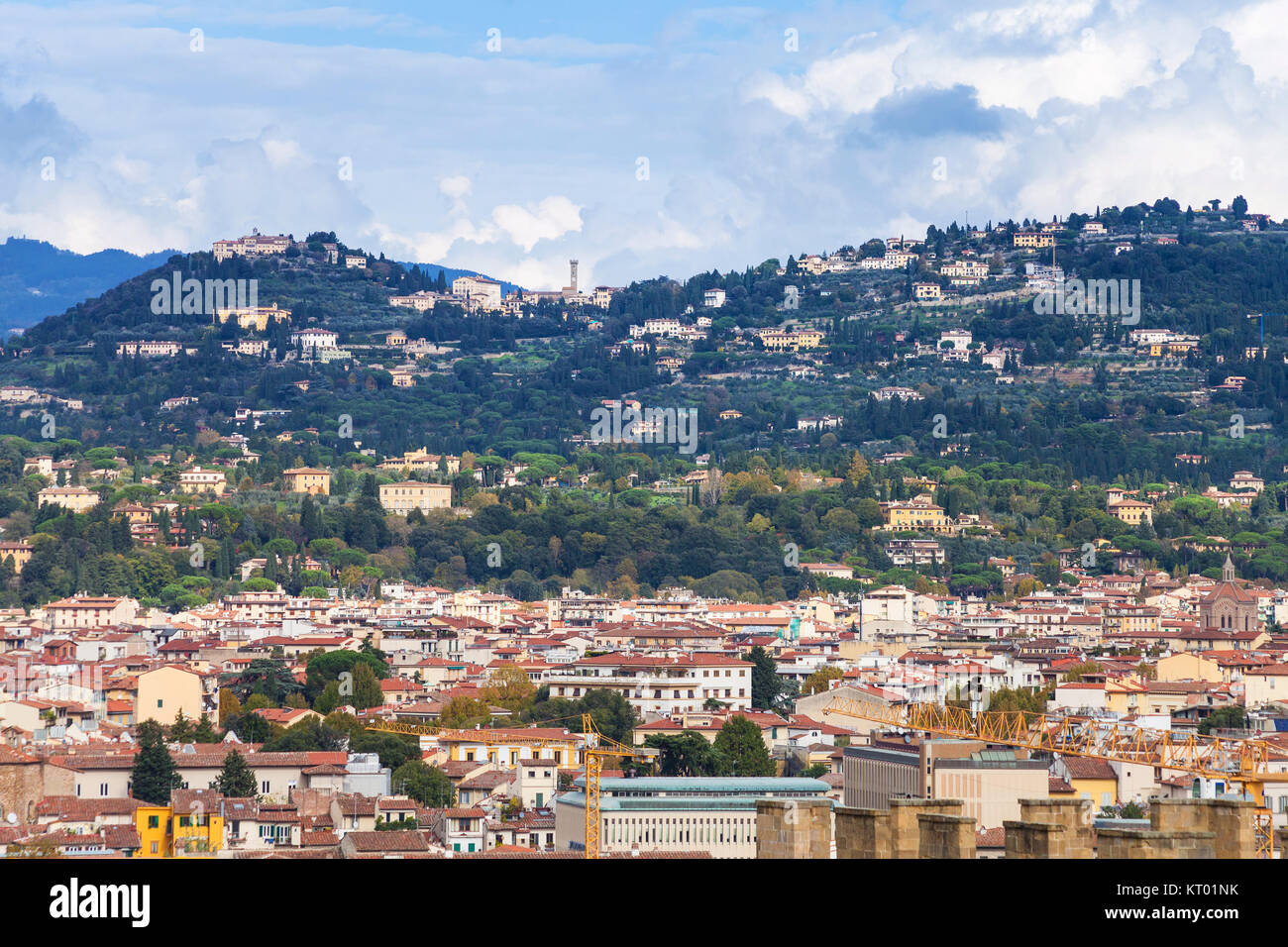 neighborhood of Florence city on green hill Stock Photo