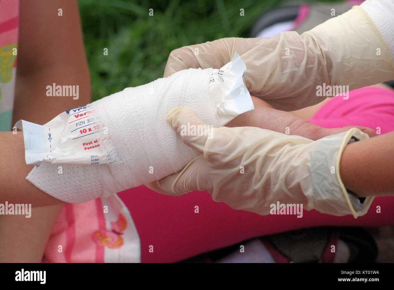 pressure bandage on a forearm Stock Photo Alamy