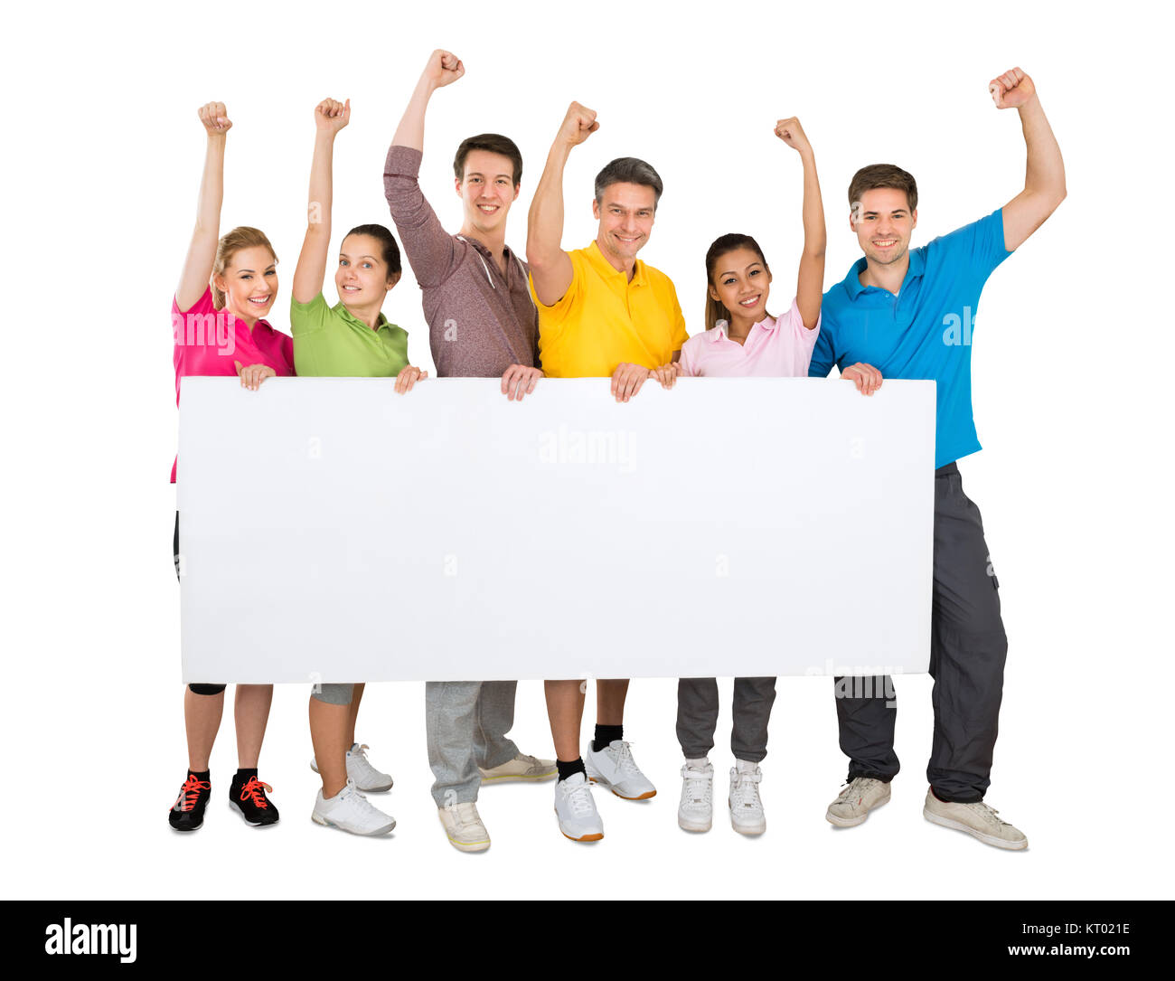 Successful People Holding Blank Banner Stock Photo - Alamy
