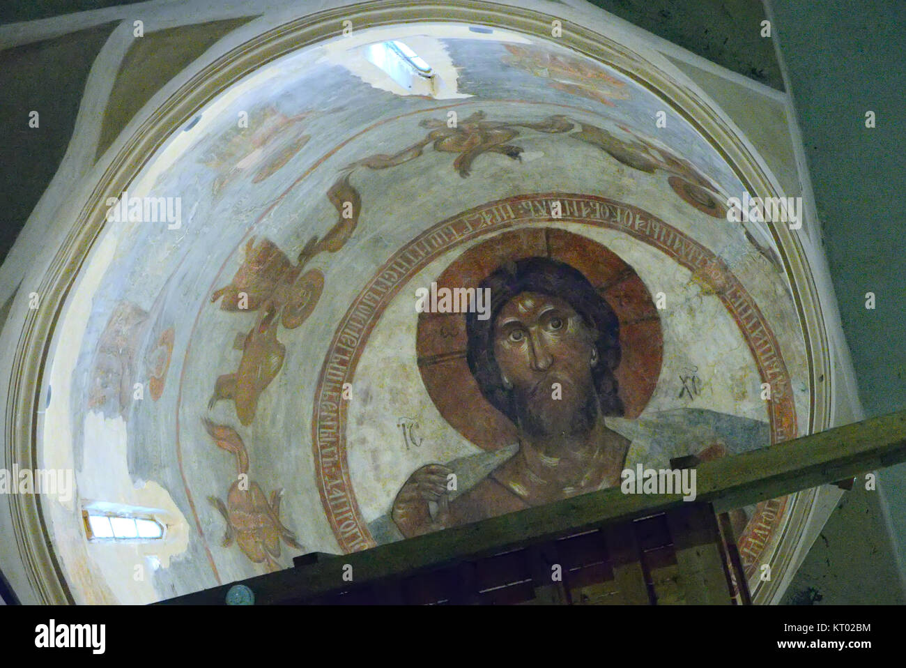 Velikiy Novgorod, Russia - July 16, 2016: The mural of the famous icon painter Theophanes the Greek Christ Pantocrator, located in the church of the T Stock Photo