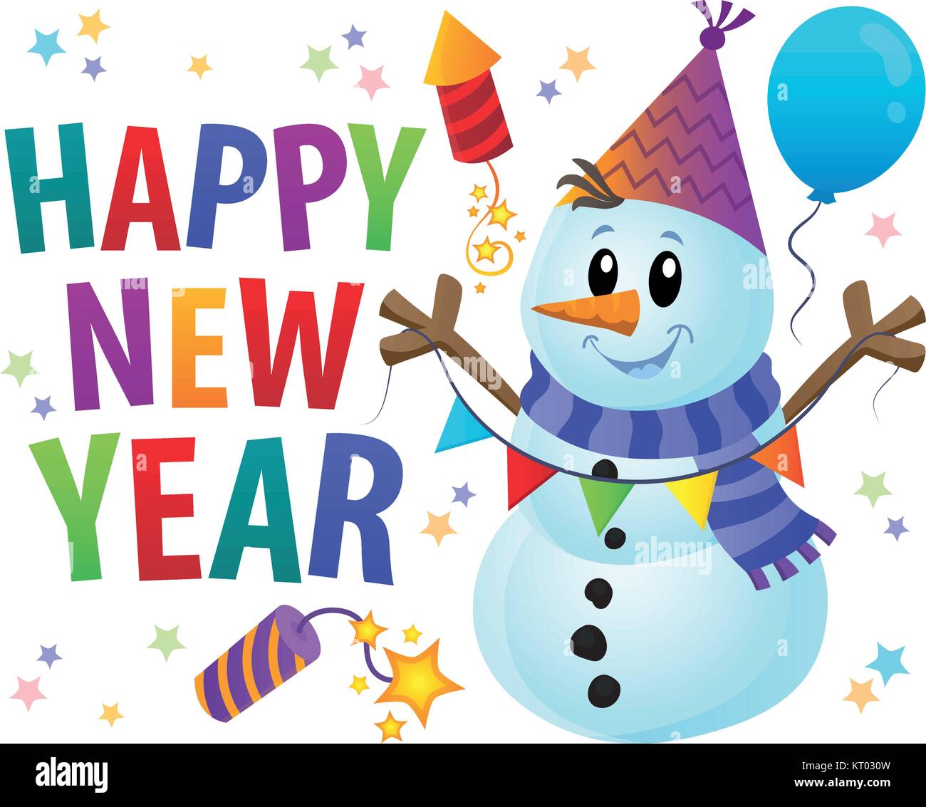 Happy New Year theme with snowman 1 - eps10 vector illustration Stock ...