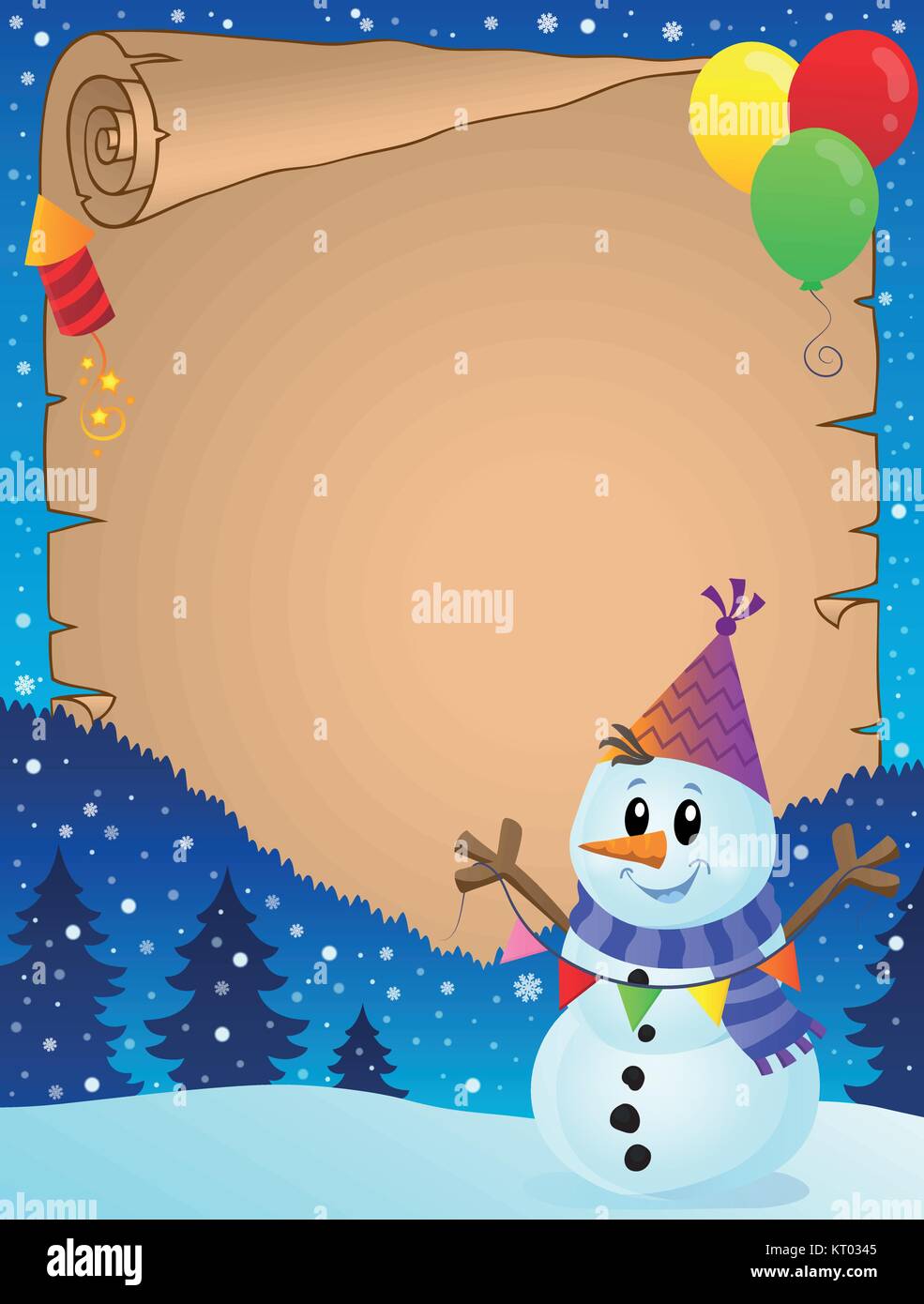 Parchment with party snowman theme 1 - eps10 vector illustration Stock ...