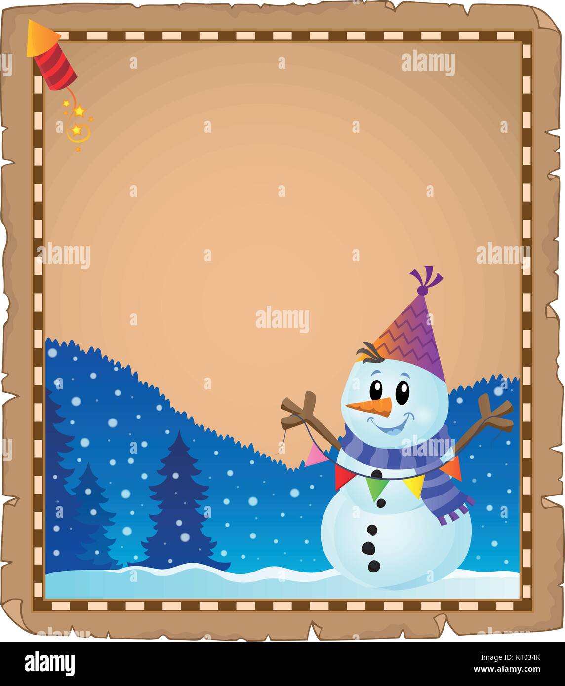 Parchment with party snowman theme 2 - eps10 vector illustration Stock ...