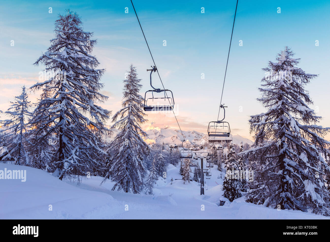 Winter mountains panorama with ski slopes and ski lifts Stock Photo - Alamy