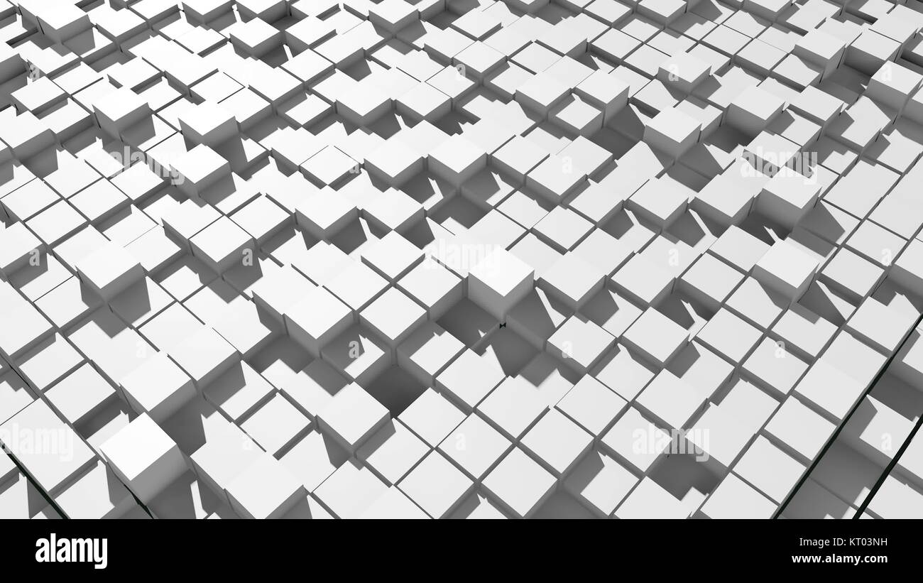 Abstract surface of moving cubes Stock Photo