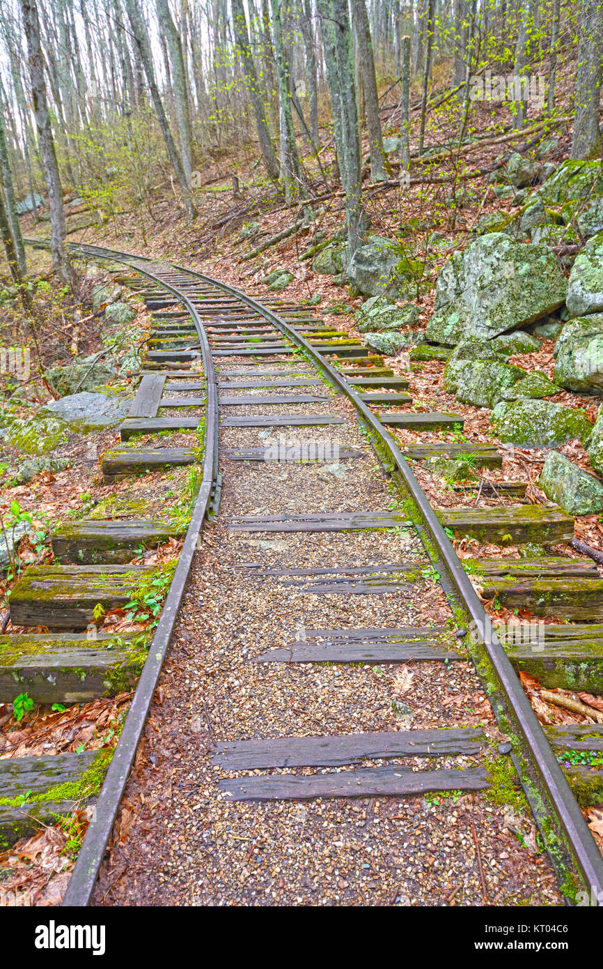 Old Railroad in the Forest of the Blue Ridge Parkway in Virginia Stock Photo