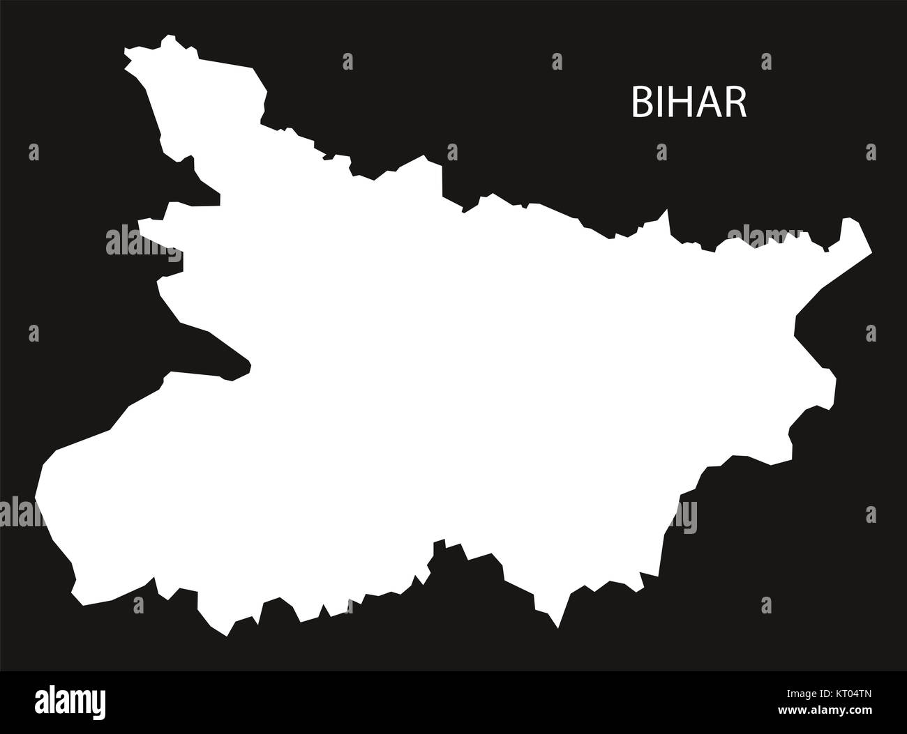 Bihar India Map black inverted Stock Photo