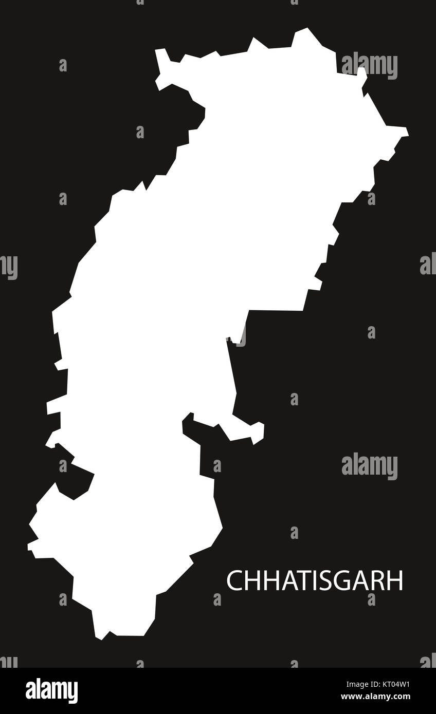 Chhatisgarh India Map black inverted Stock Photo