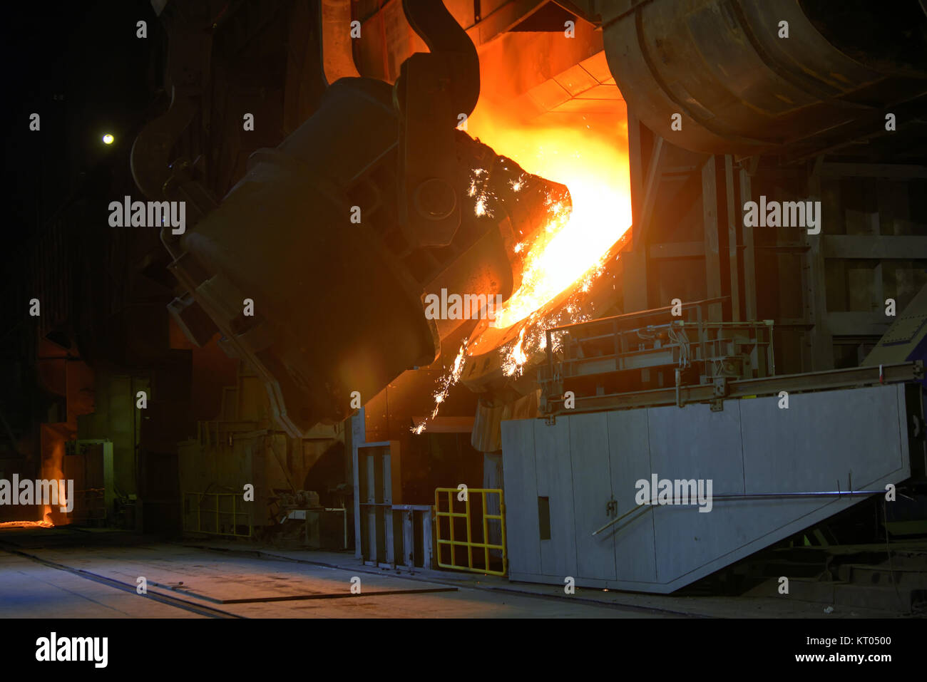 Hot steel pot in steel plant Stock Photo