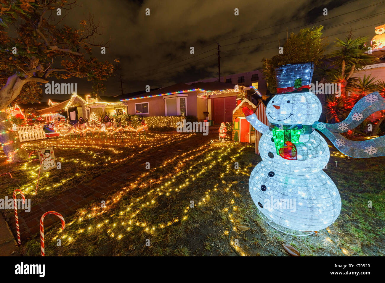 Los Angeles, DEC 20: Night view of beautiful Christmas in Candy Cane ...