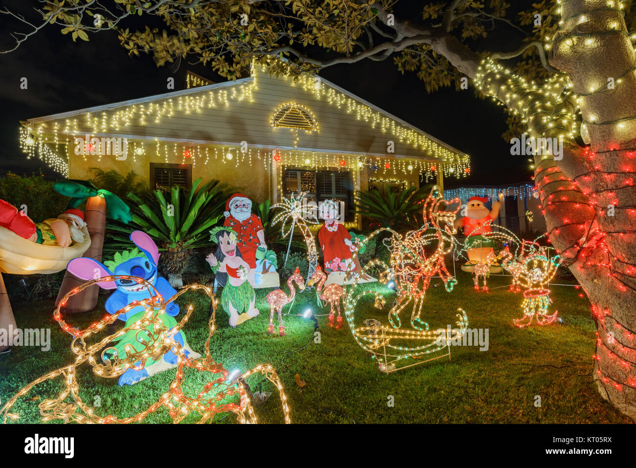 Los Angeles, DEC 20 Night view of beautiful Christmas in Candy Cane