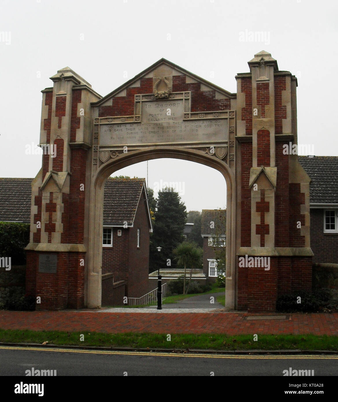 Ascham St Vincent War Memorial Arch, Carlisle Road, Eastbourne (NHLE Code 1389575) (October 2010) Stock Photo