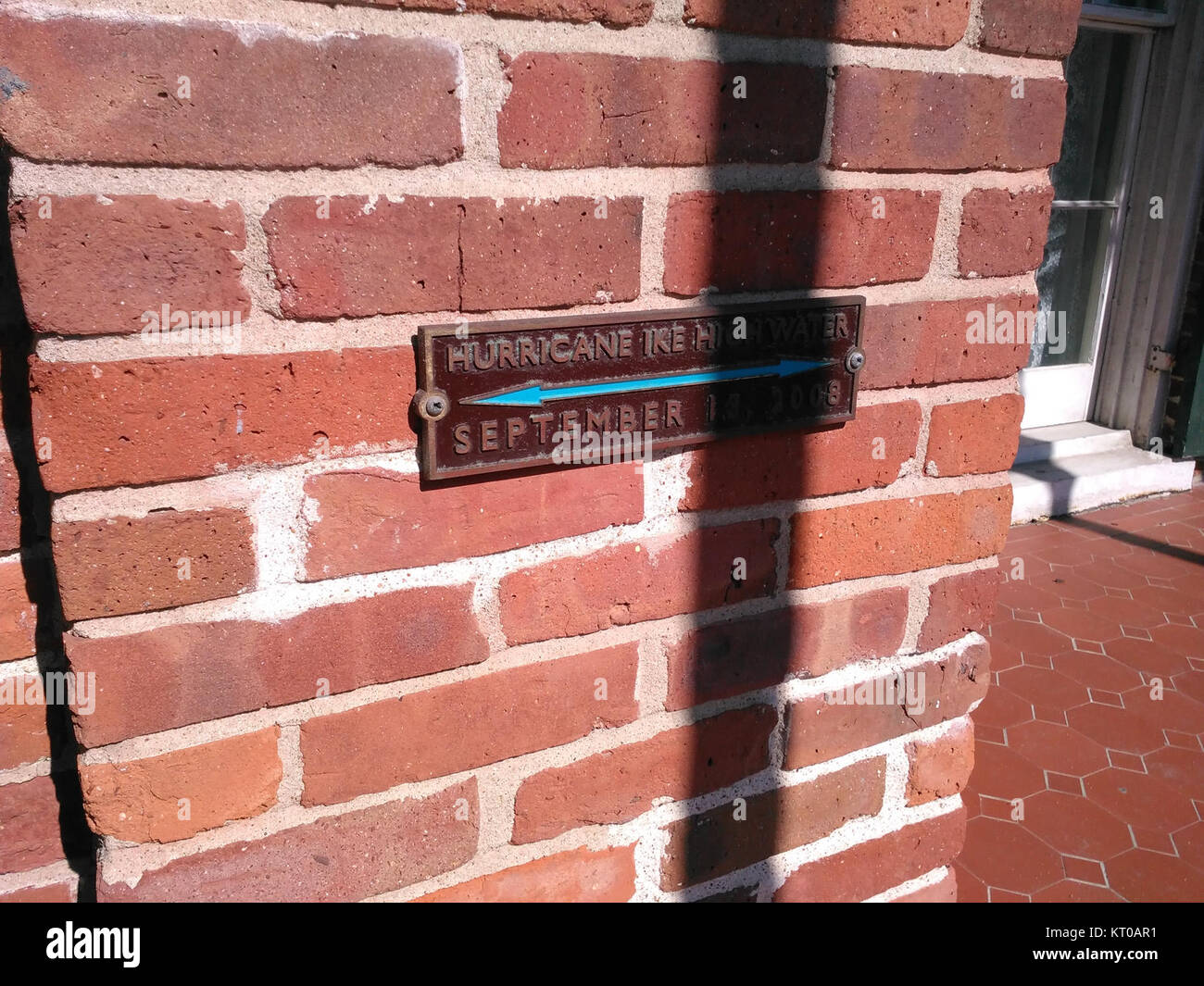 The Ashton Villa Hurricane Ike marker commemorates the impact of Hurricane Ike in 2008. The marker is located in Galveston, Texas, and serves as a reminder of the storm's destruction and the resilience of the local community. Stock Photo