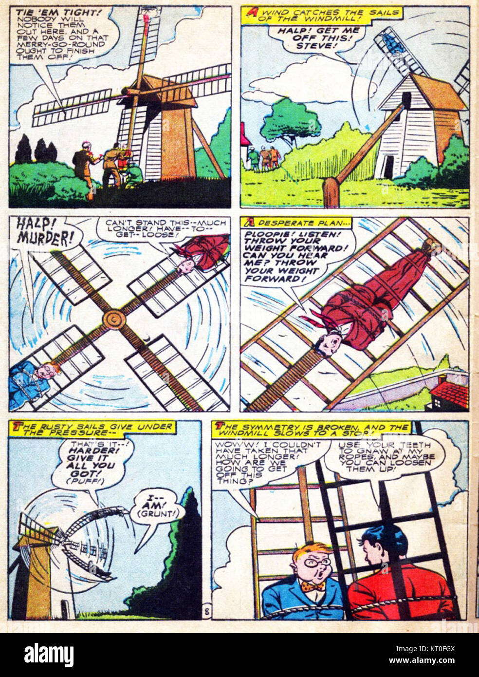 Panel from 'The Black Terror' comic series, issue #16, published in October 1946, depicting the Crime Crushers in action, highlighting the series' adventure and crime genres. Stock Photo
