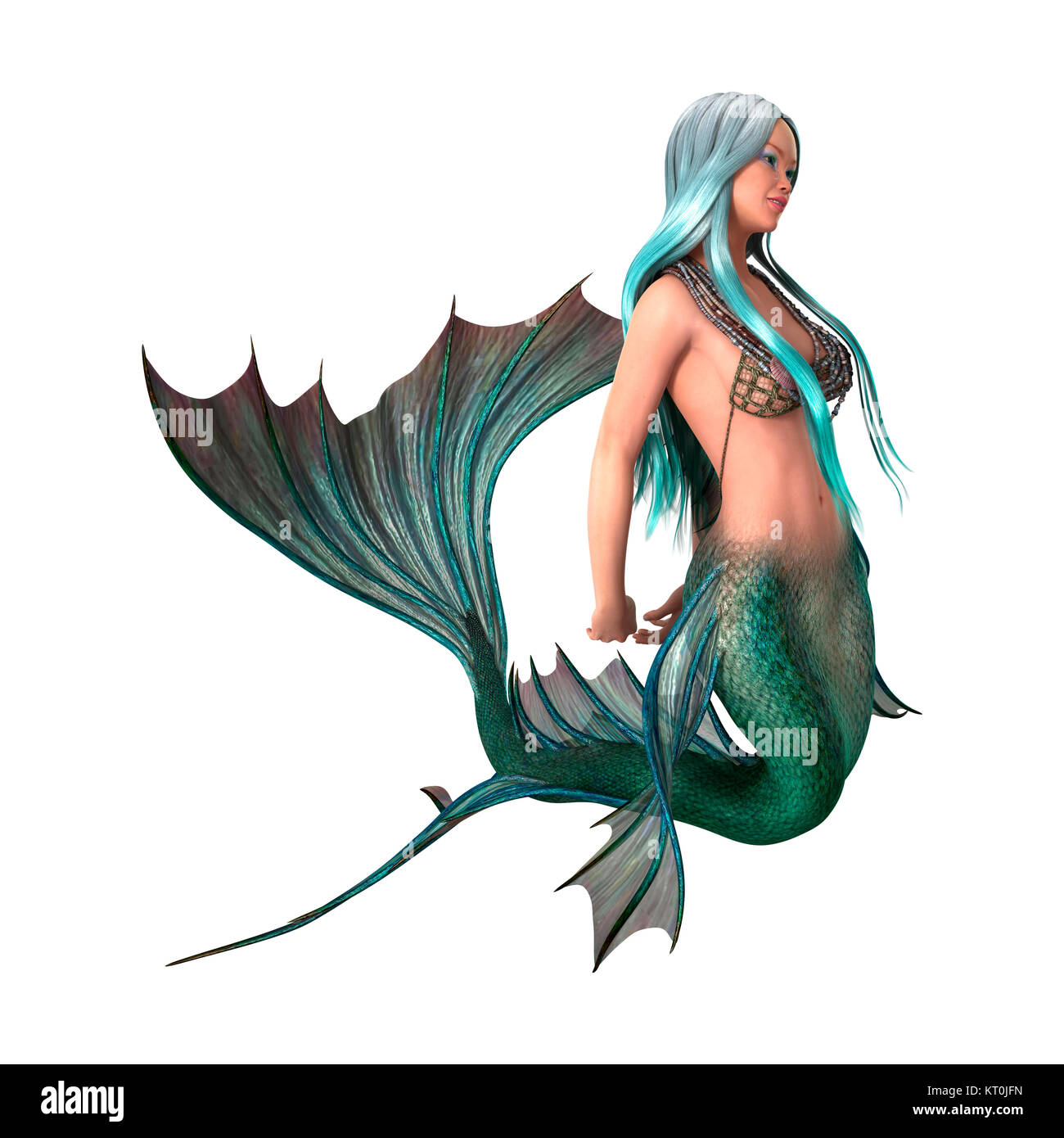 3D Rendering Fantasy Mermaid on White Stock Photo