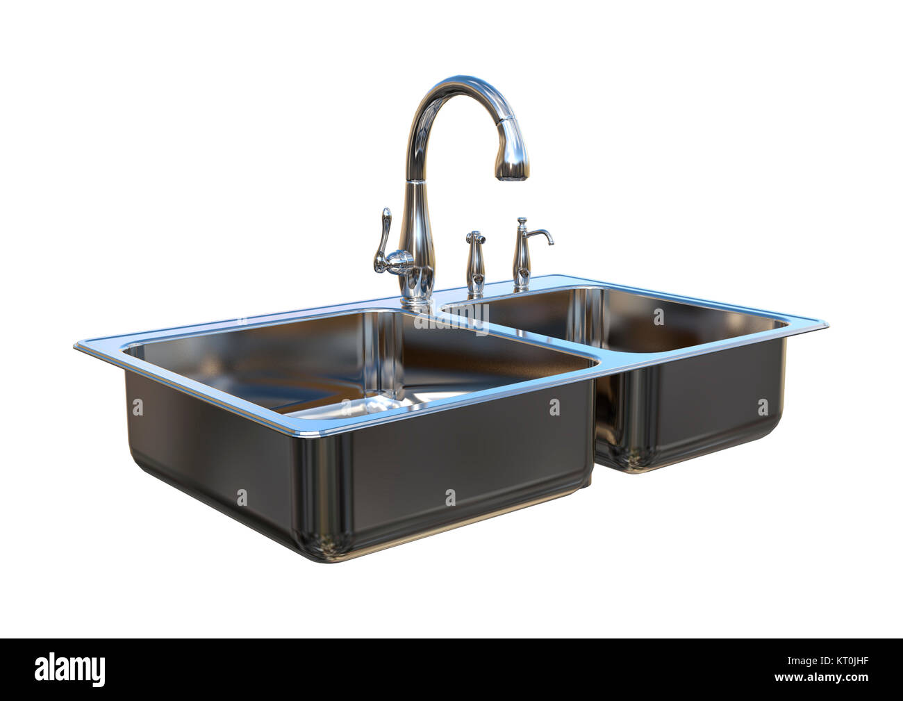 3D Rendering Kitchen Sink on White Stock Photo