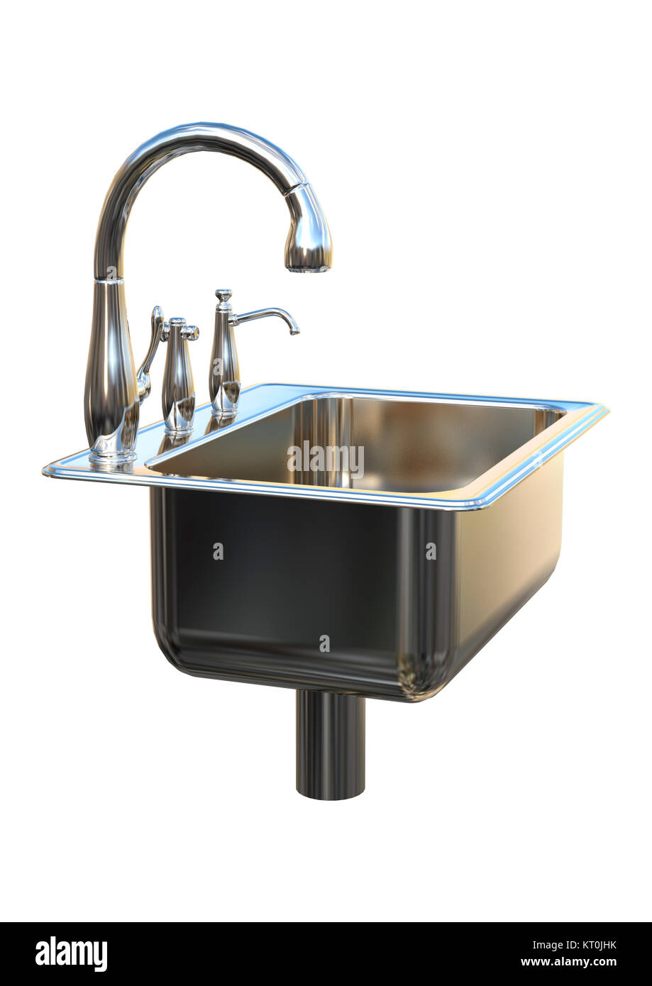 3D Rendering Kitchen Sink on White Stock Photo