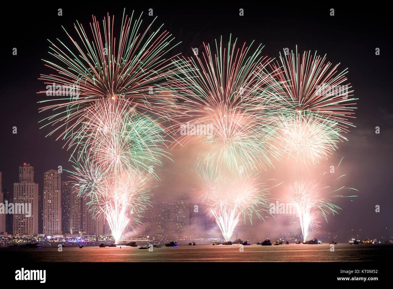 Tha 45th UAE National Day celebration fireworks in Dubai Marina. United